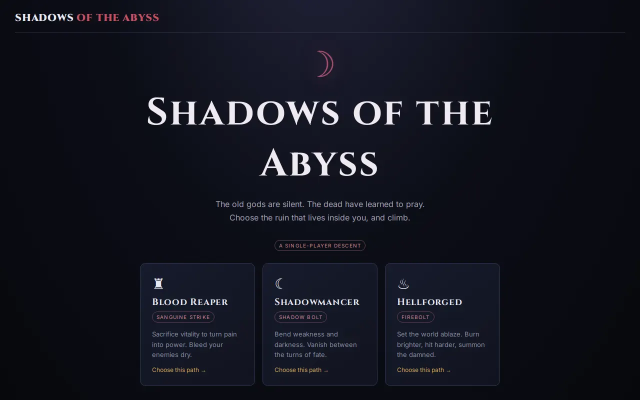 Initial view of Shadows