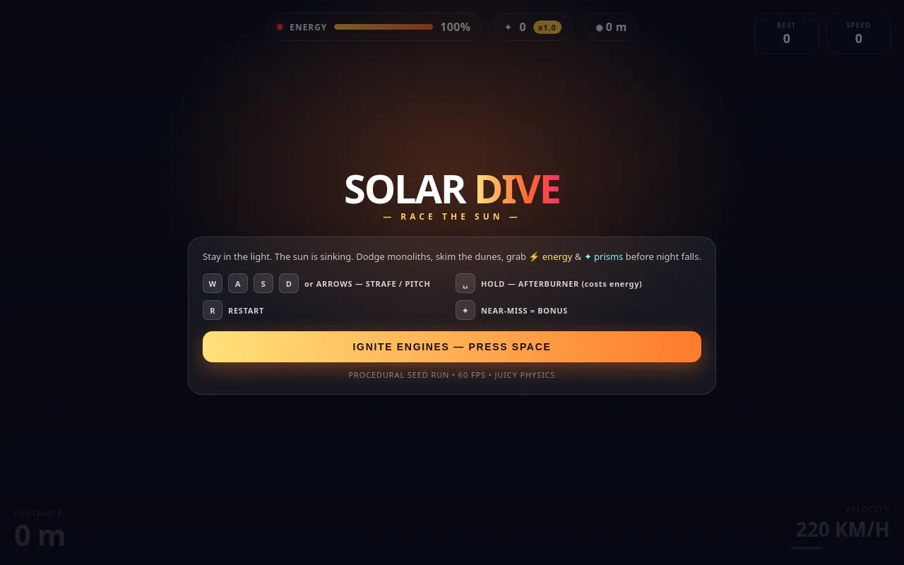 Initial view of Race the Sun