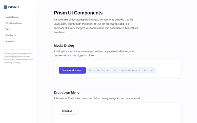 Accessible Components screenshot