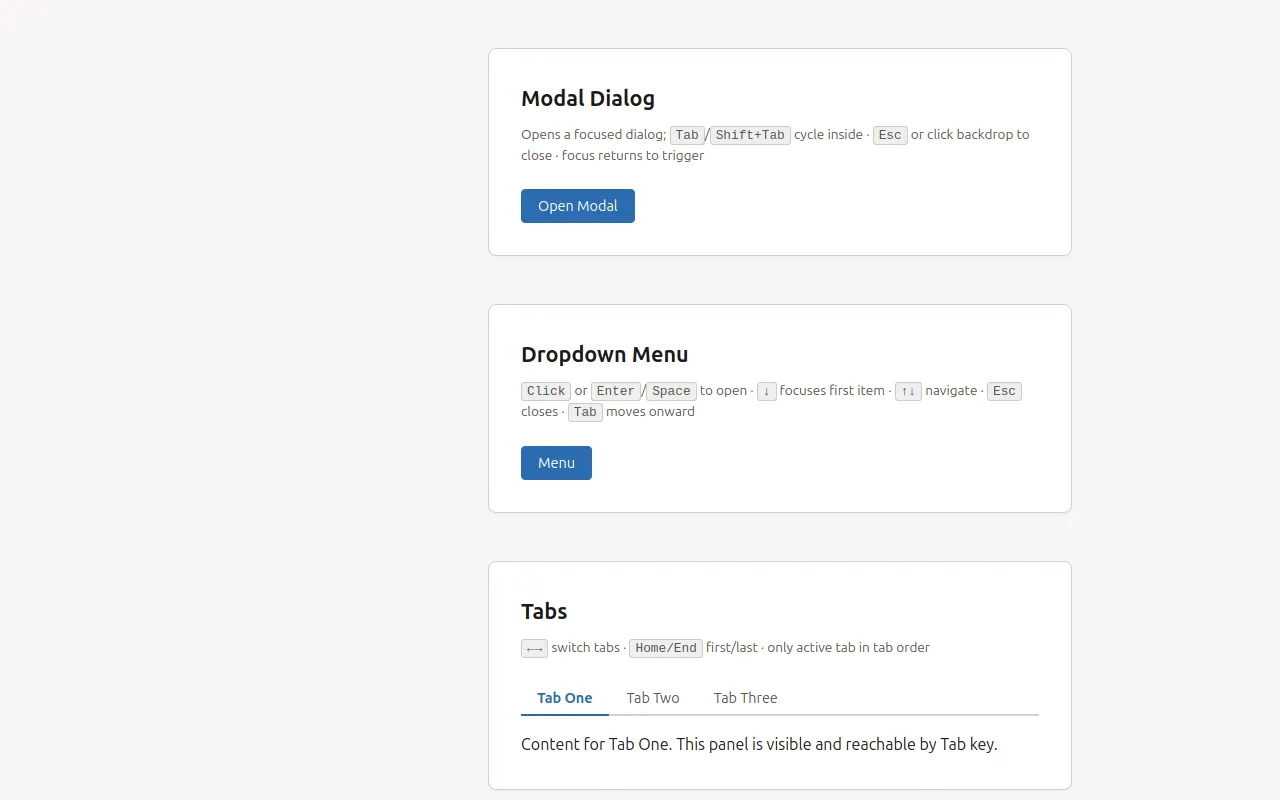 Initial view of Accessible Components