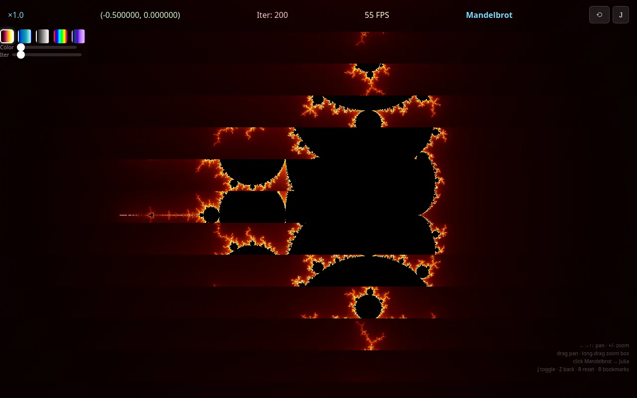 Initial view of Fractal Explorer