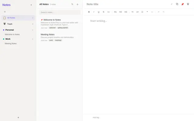 Notes screenshot