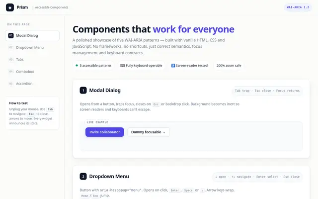 Accessible Components screenshot