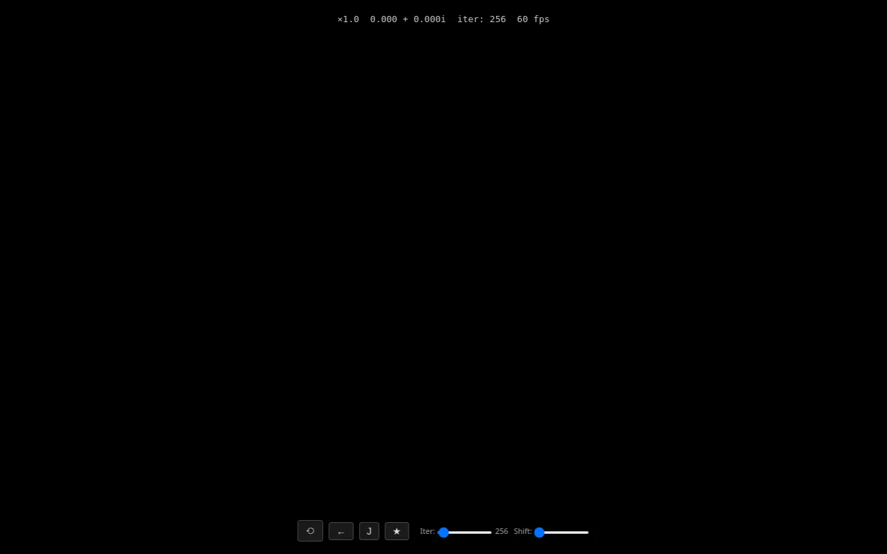 Initial view of Fractal Explorer