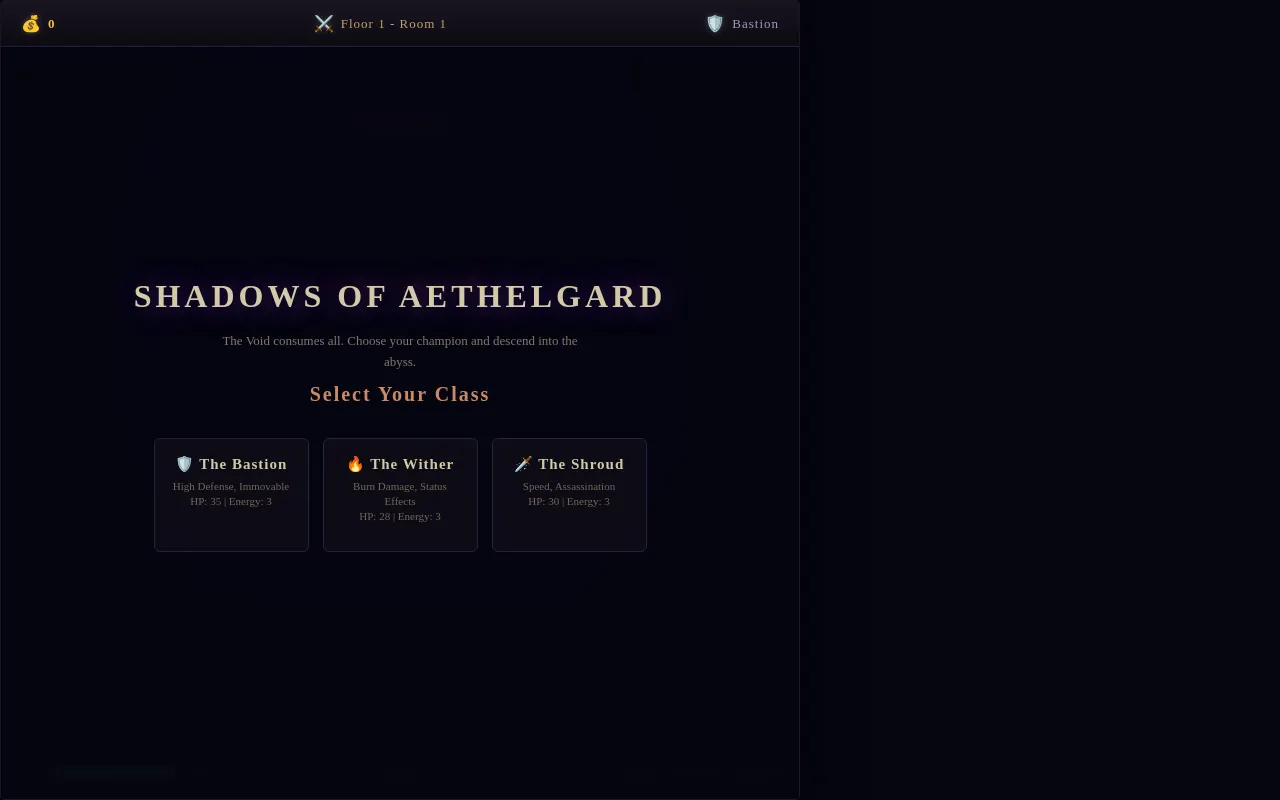 Initial view of Deckbuilder