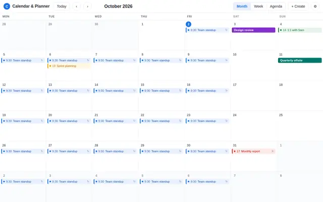 Calendar screenshot