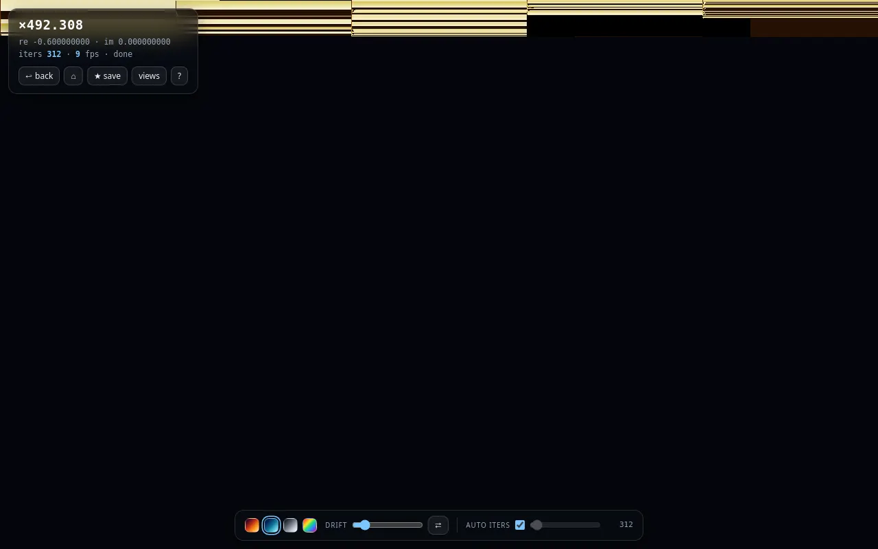 Initial view of Fractal Explorer