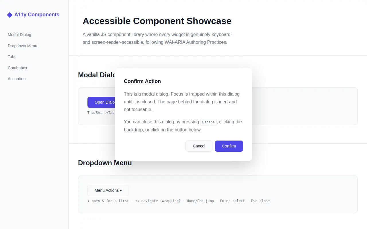 Initial view of Accessible Components