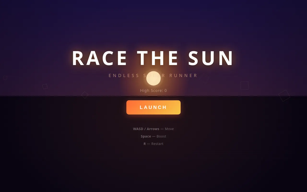 Initial view of Race the Sun