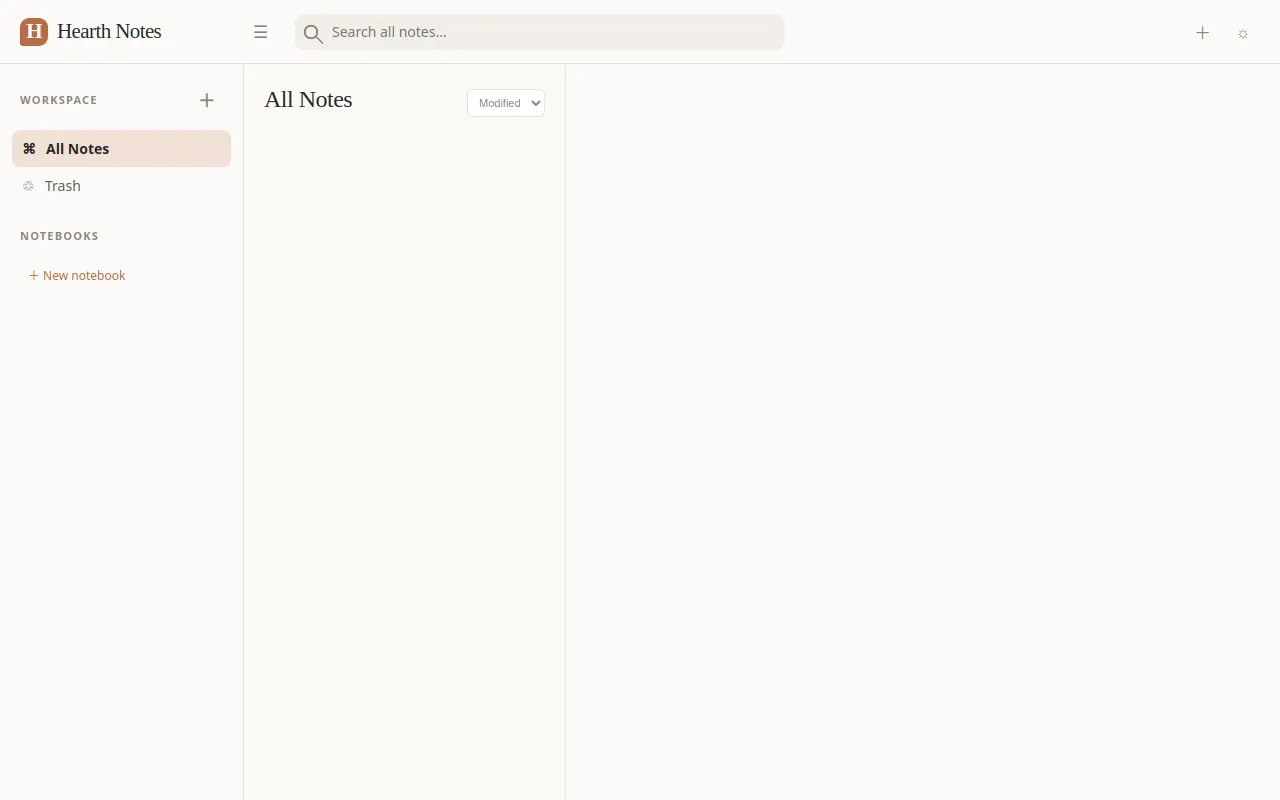 Initial view of Notes