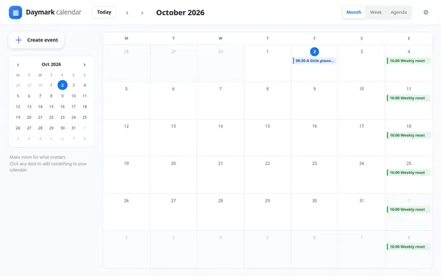 Calendar screenshot