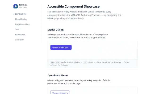 Accessible Components screenshot