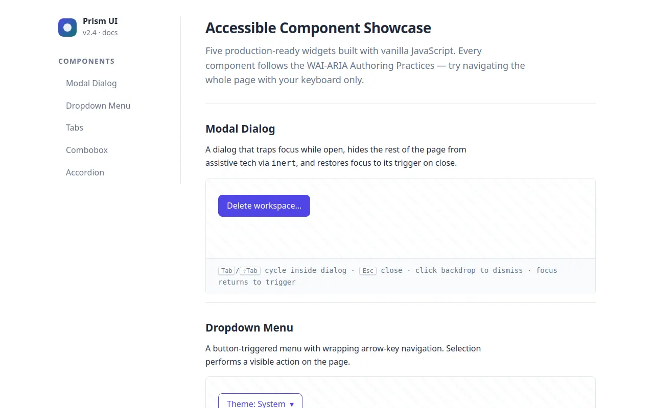 Initial view of Accessible Components