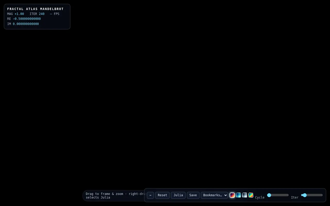 Initial view of Fractal Explorer