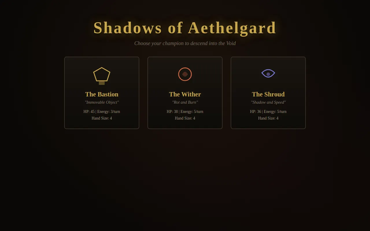 Initial view of Deckbuilder