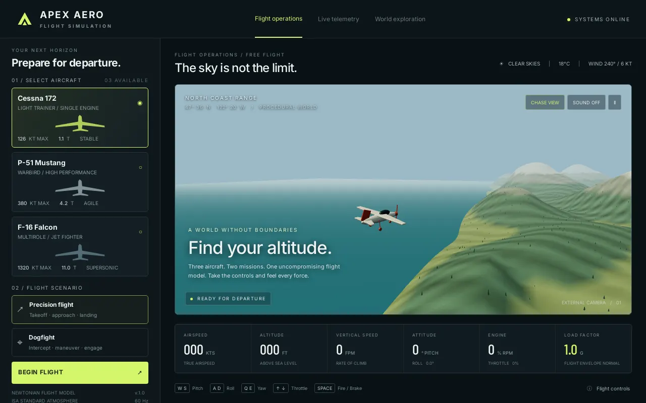 Initial view of Flight Simulator