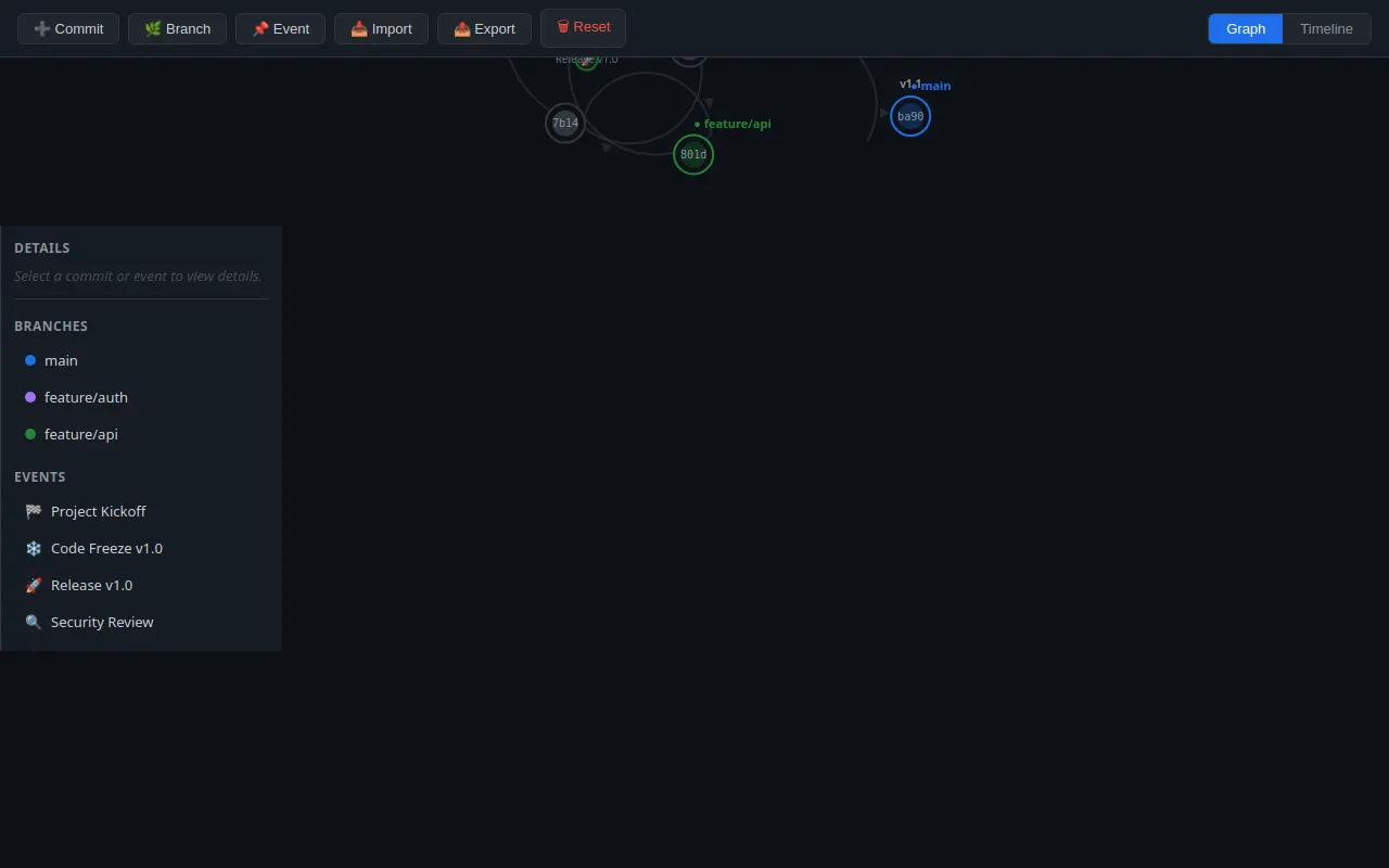 Initial view of Git Explorer