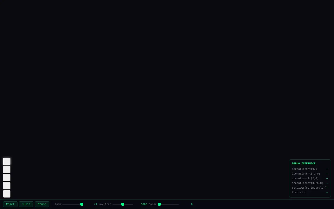 Initial view of Fractal Explorer