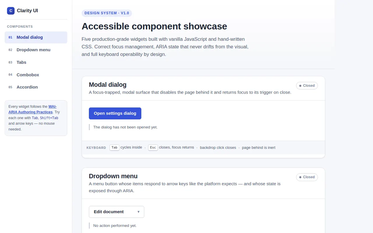 Initial view of Accessible Components