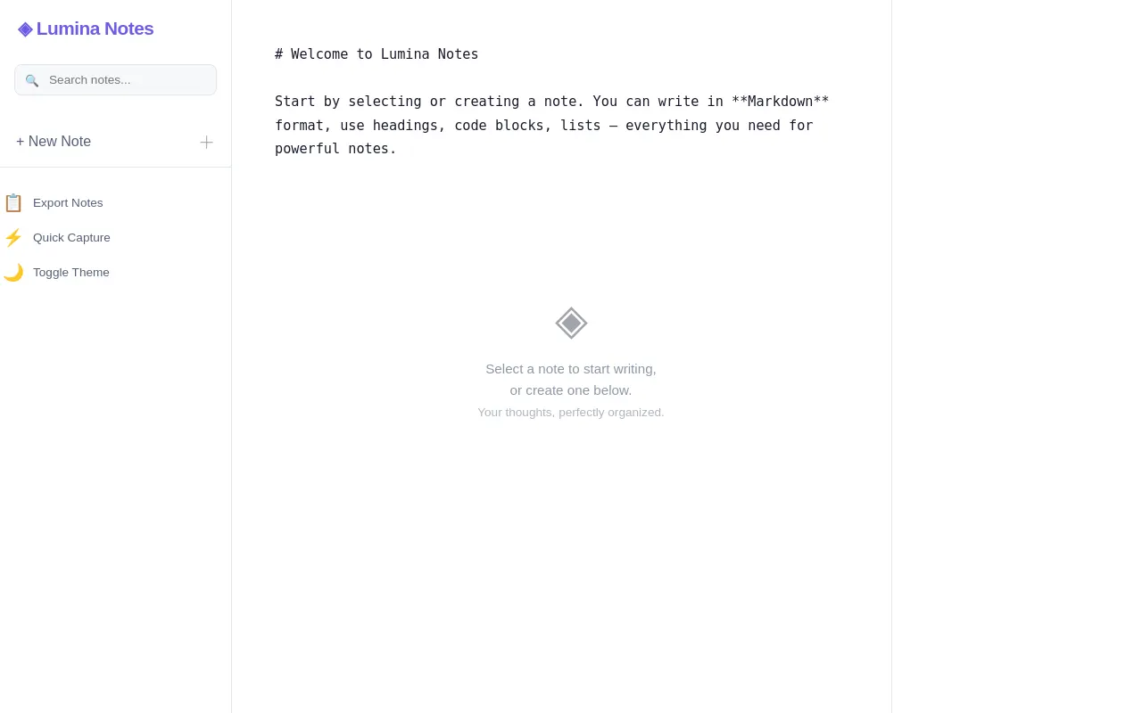 Initial view of Notes