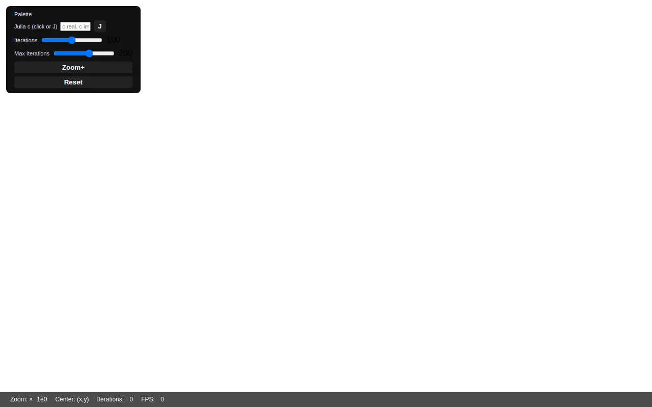 Initial view of Fractal Explorer