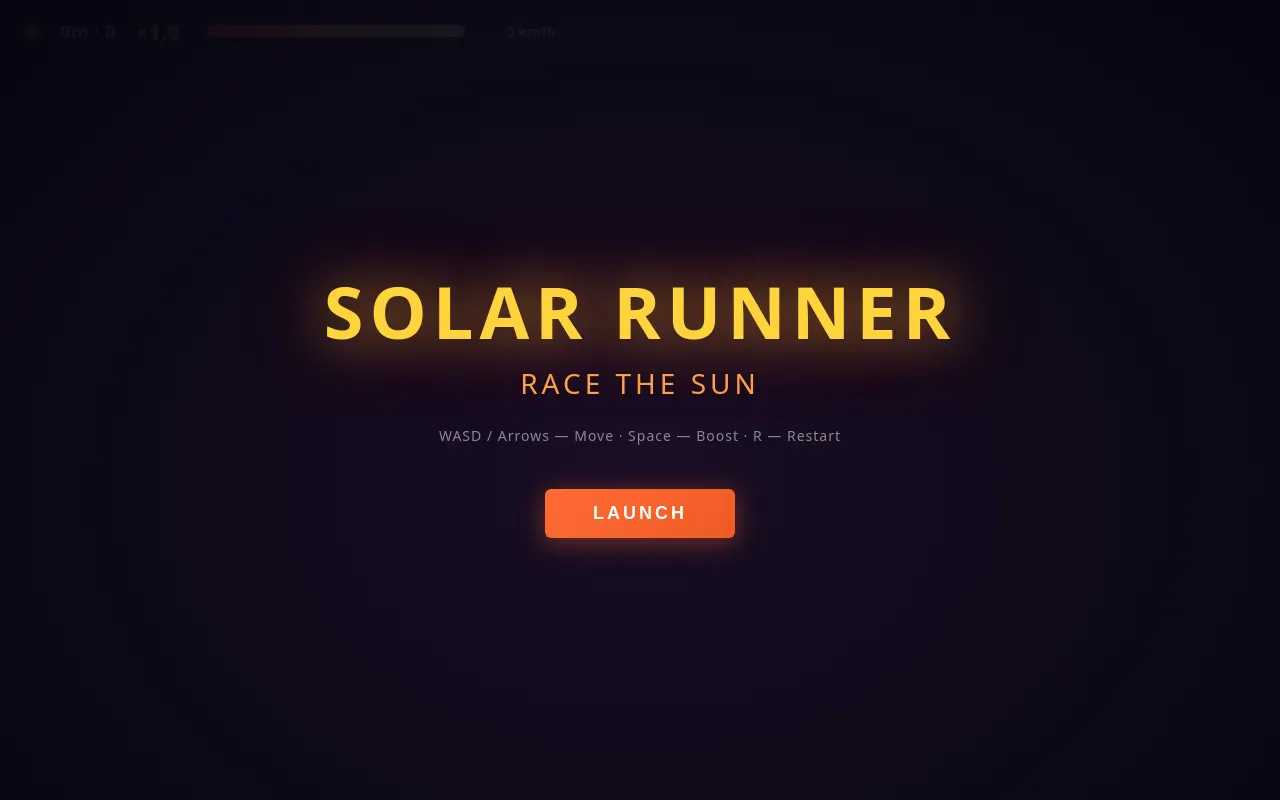 Initial view of Race the Sun