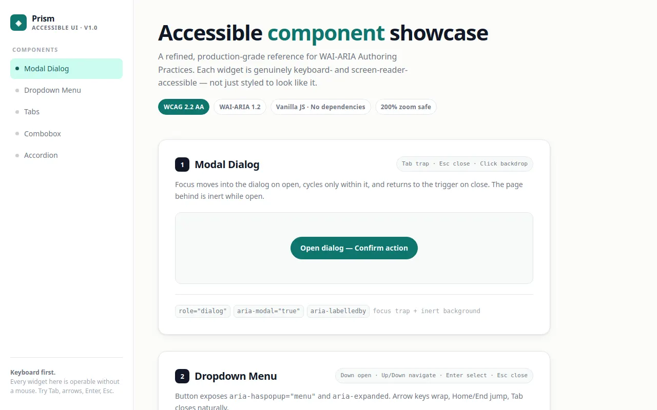 Initial view of Accessible Components
