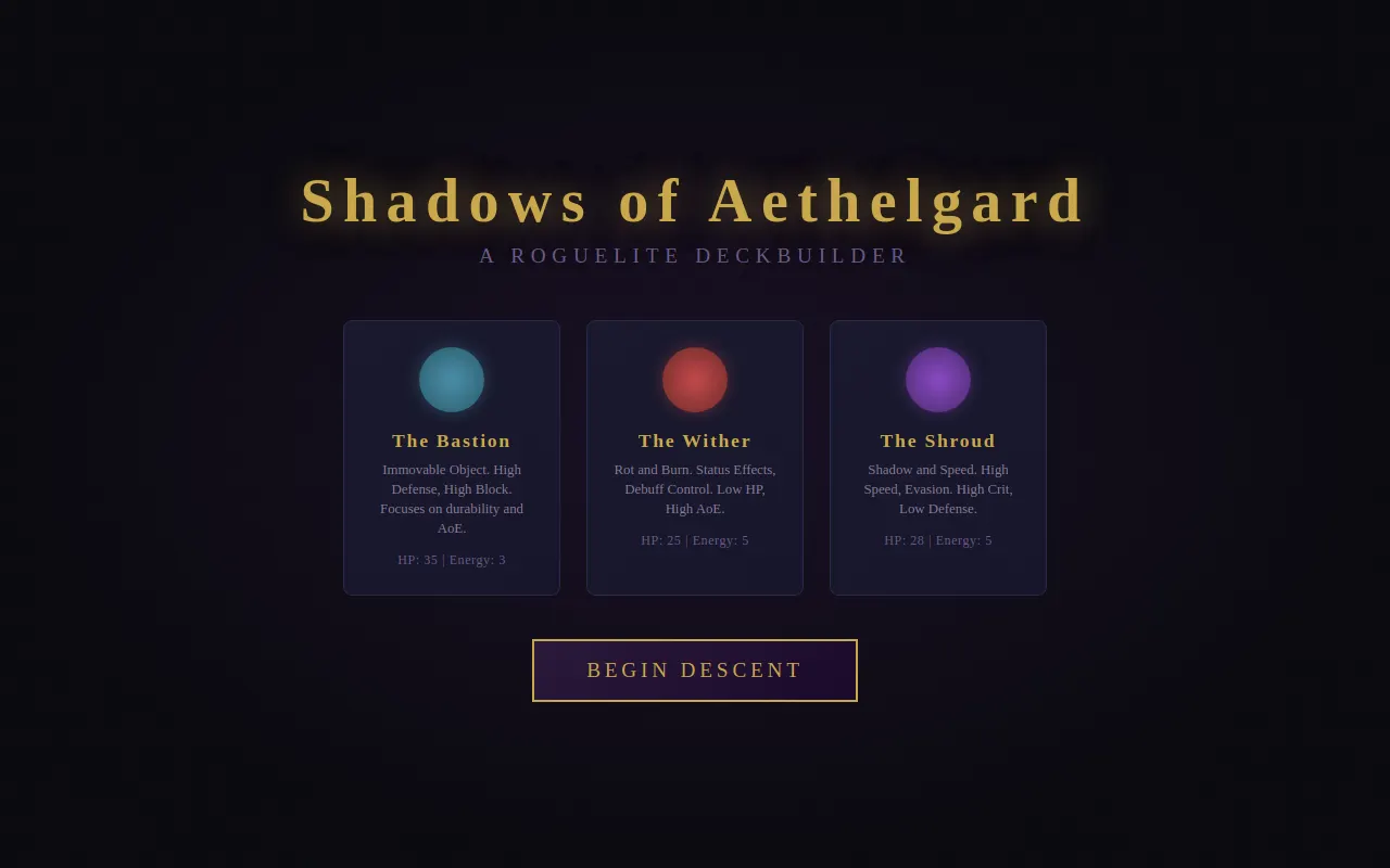 Initial view of Deckbuilder