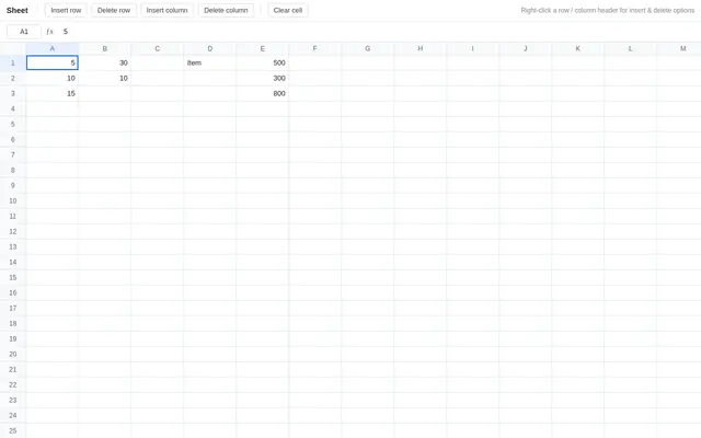 Spreadsheet screenshot