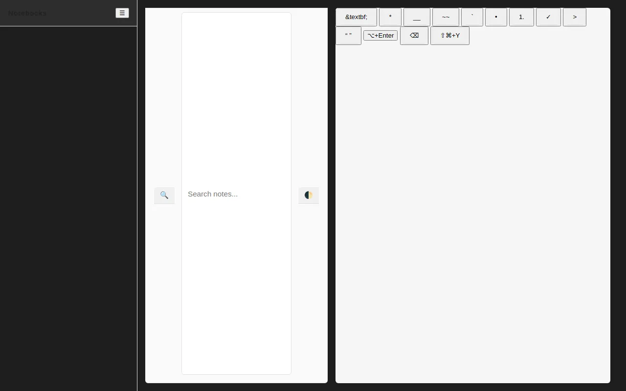 Initial view of Notes