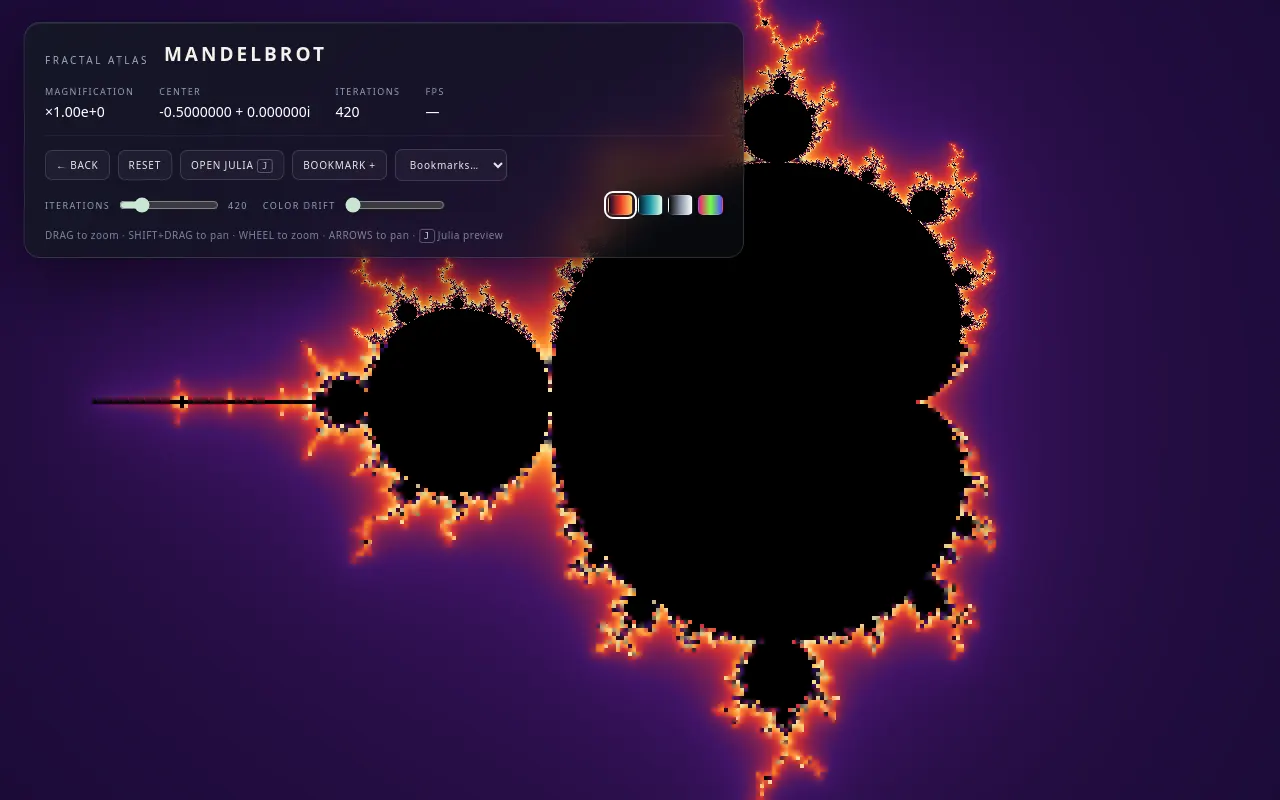 Initial view of Fractal Explorer