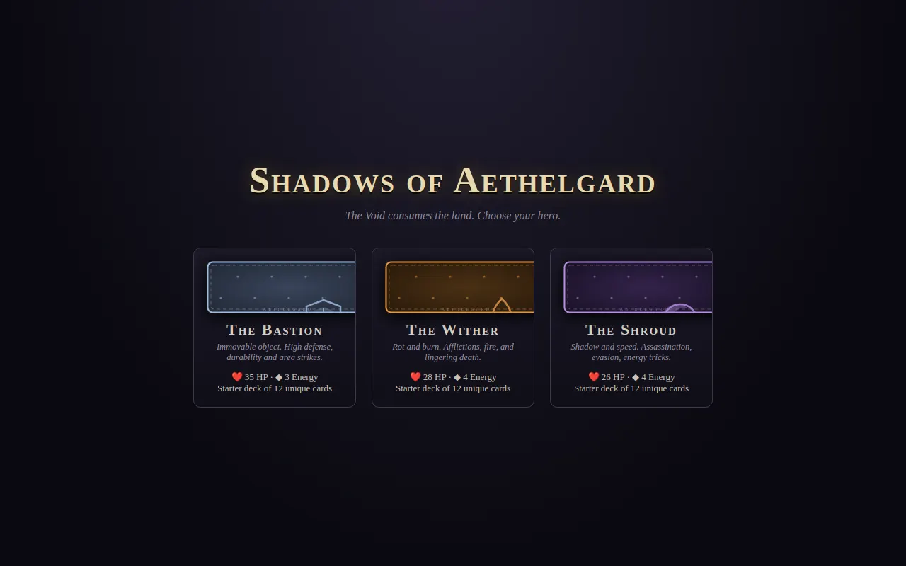 Initial view of Deckbuilder