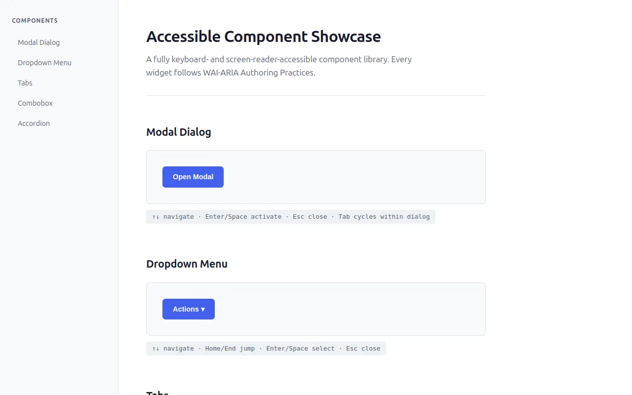 Initial view of Accessible Components