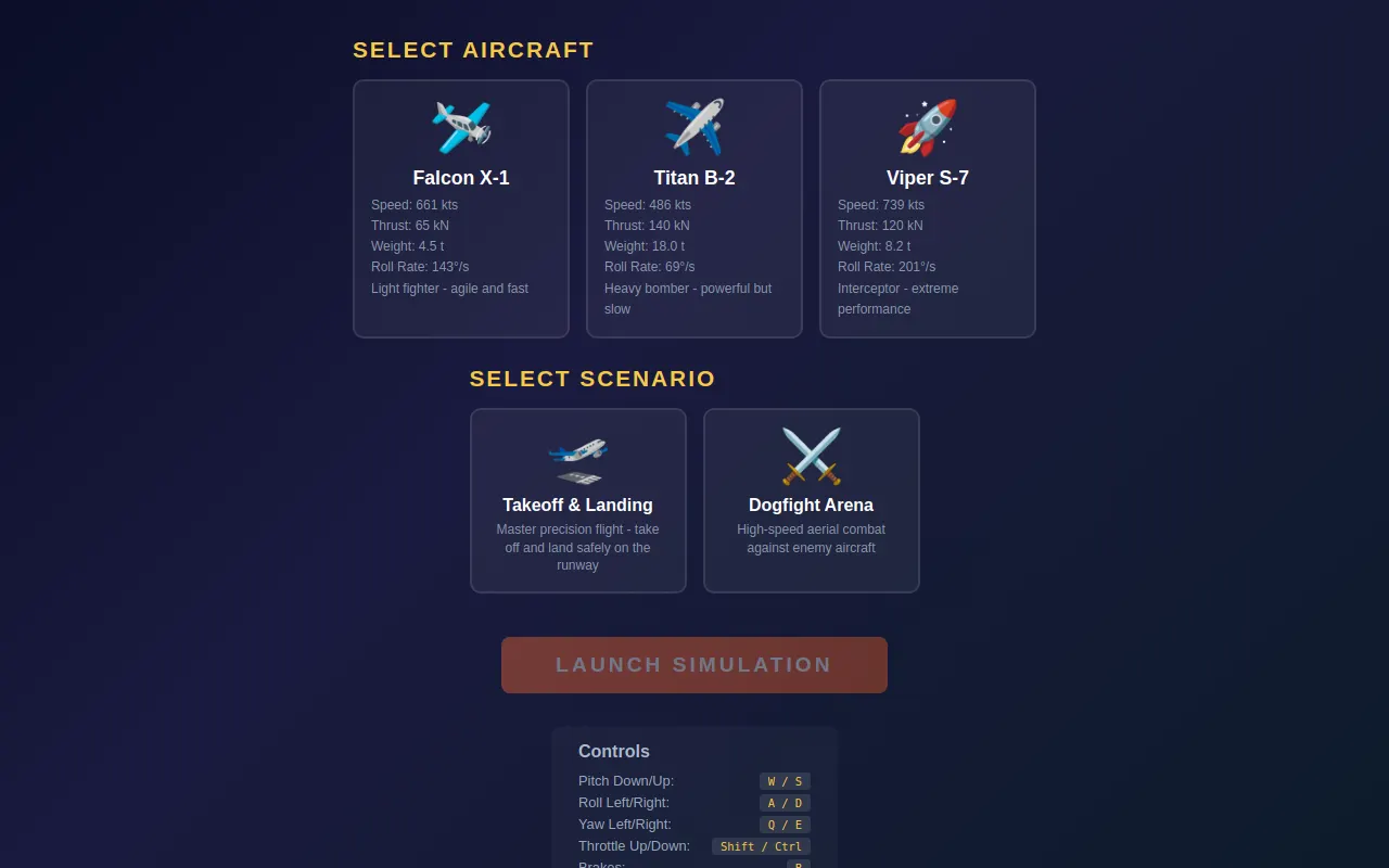 Initial view of Flight Simulator