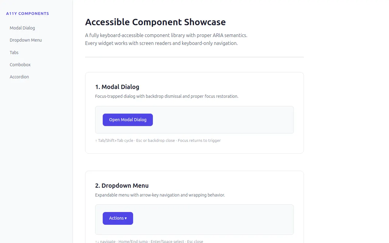 Initial view of Accessible Components