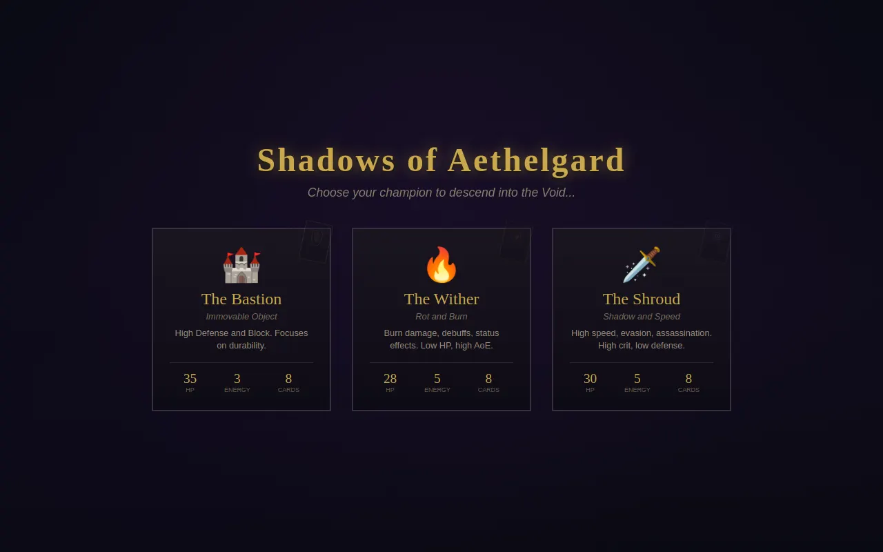 Initial view of Deckbuilder