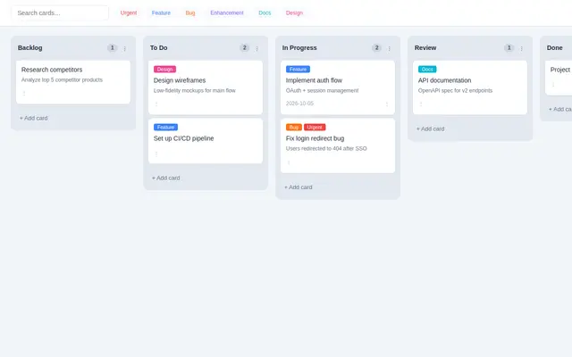 Kanban screenshot