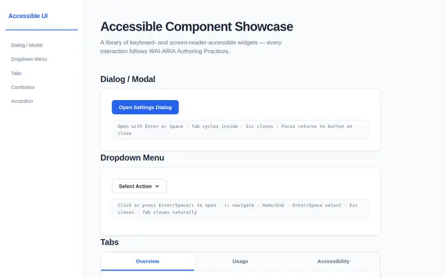 Accessible Components screenshot