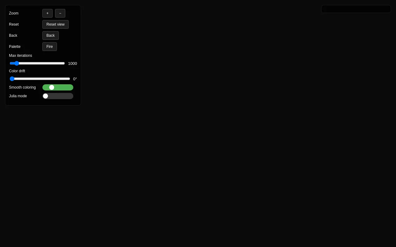 Initial view of Fractal Explorer