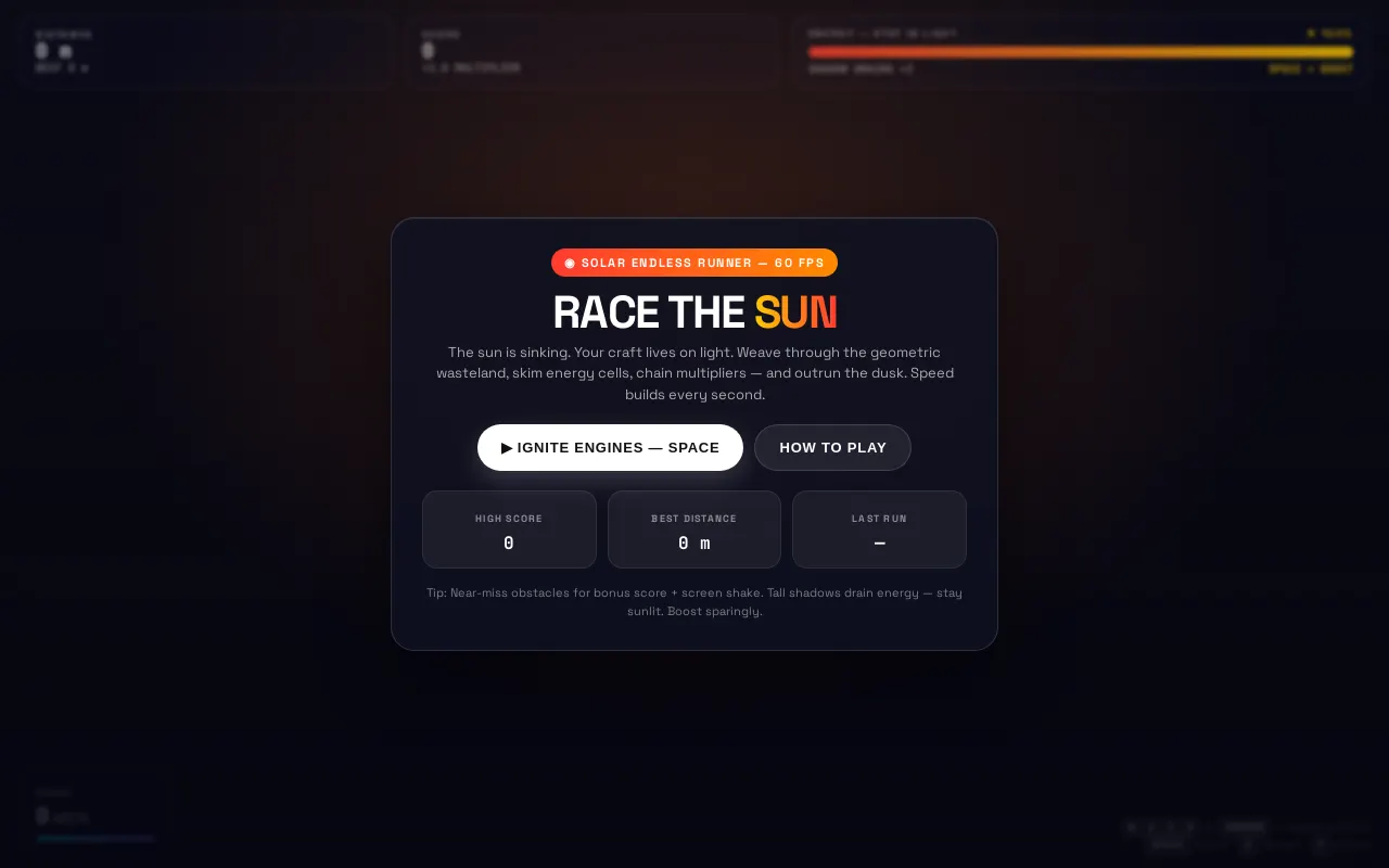 Initial view of Race the Sun