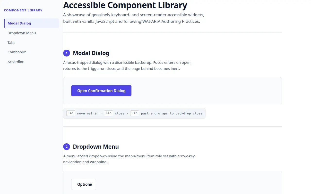 Initial view of Accessible Components