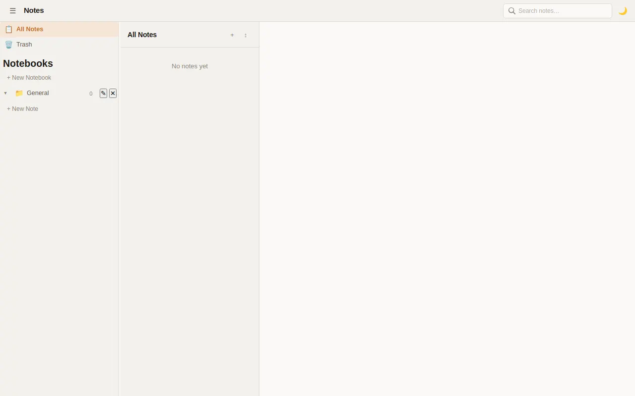 Initial view of Notes