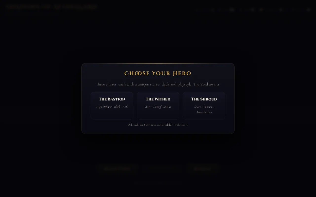 Initial view of Deckbuilder