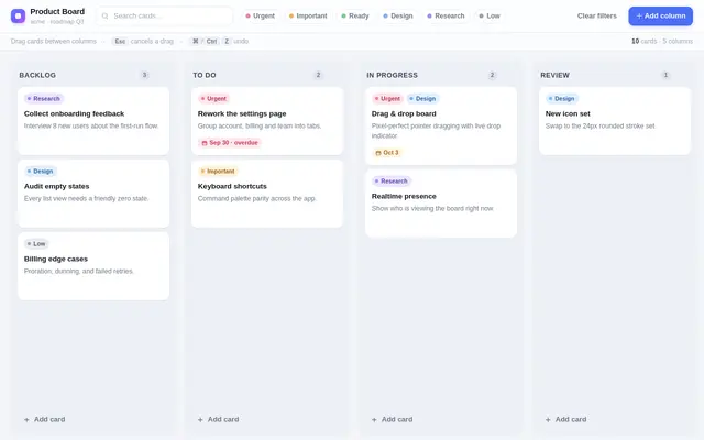 Kanban screenshot
