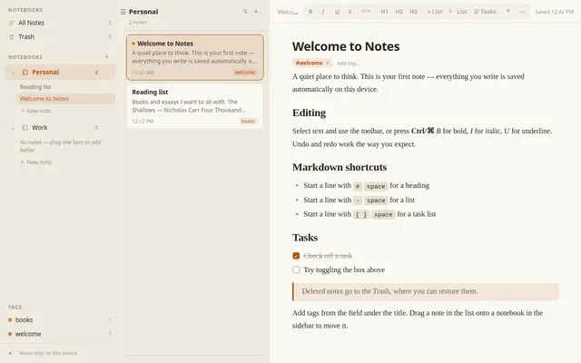 Notes screenshot
