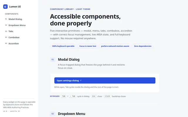 Accessible Components screenshot