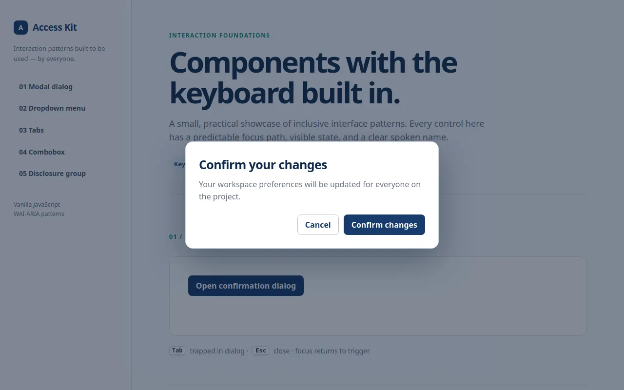 Initial view of Accessible Components