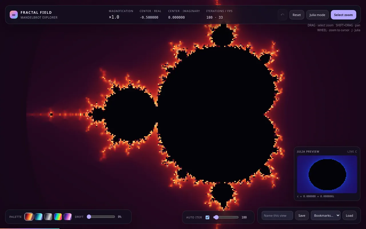 Initial view of Fractal Explorer