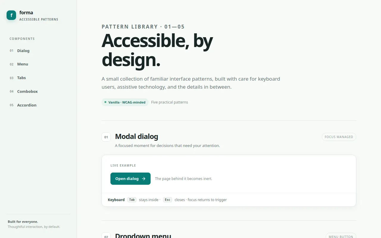 Initial view of Accessible Components