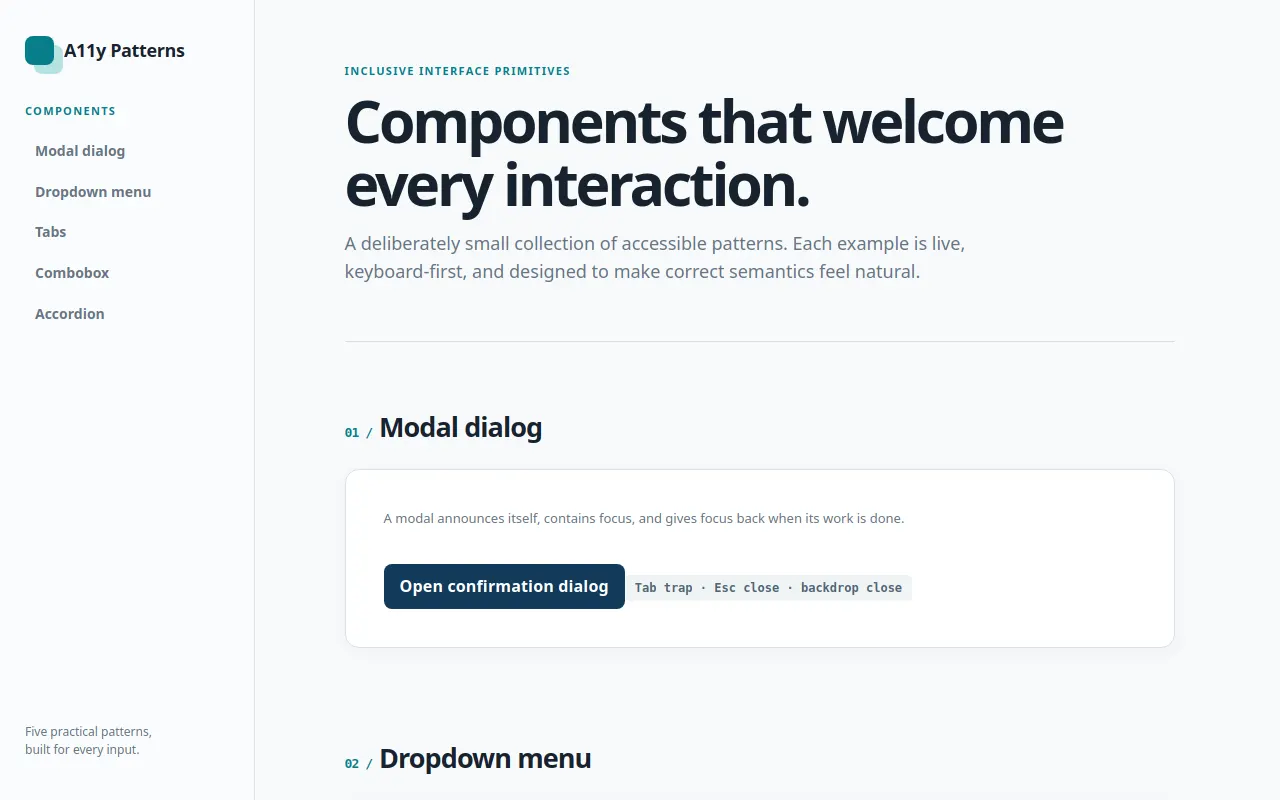 Initial view of Accessible Components